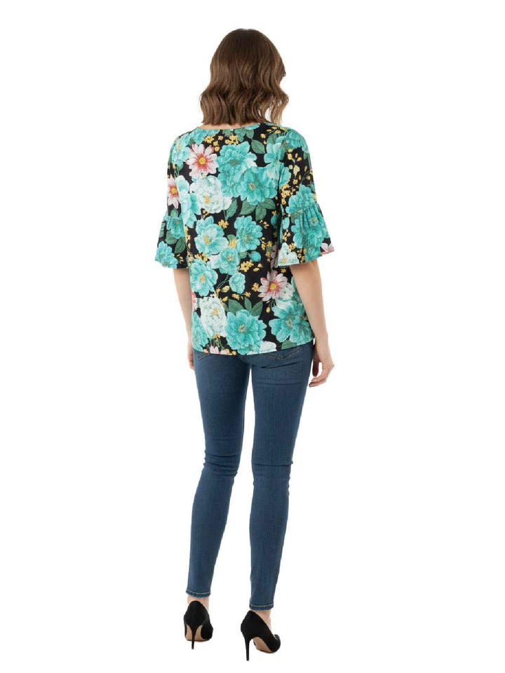 Alfred Dunner Ladies' Floral Ruffle Sleeve Top