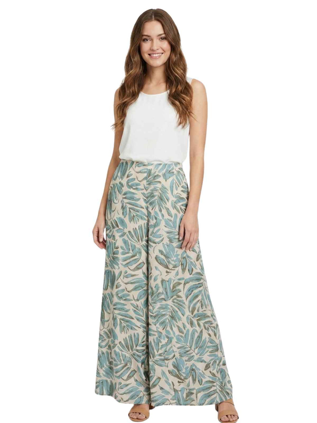 Love Tree Beige Palm Leaf Maxi Skirt