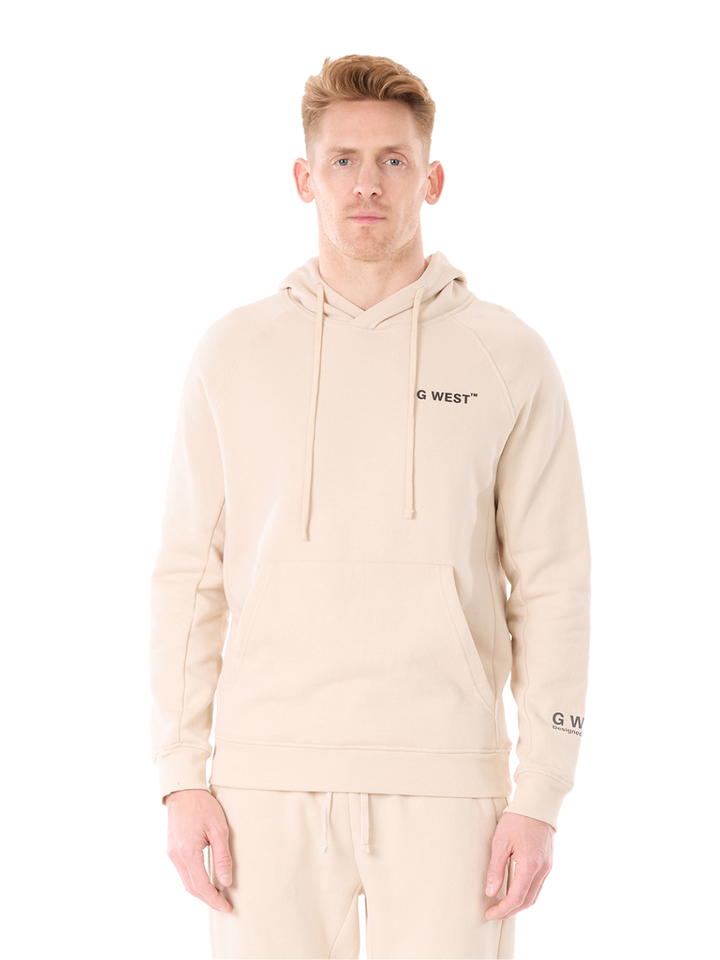 G WEST MENS FLEECE  PULLOVER HOODIE - BROWN RICE
