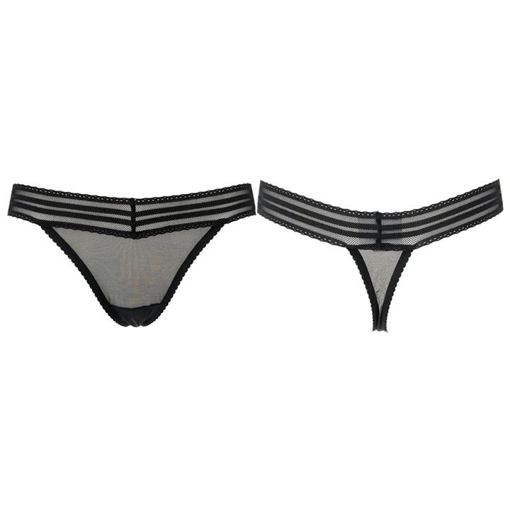 La Perla Daisy Black Mesh net Thong Womens Style : 0019107-0002
