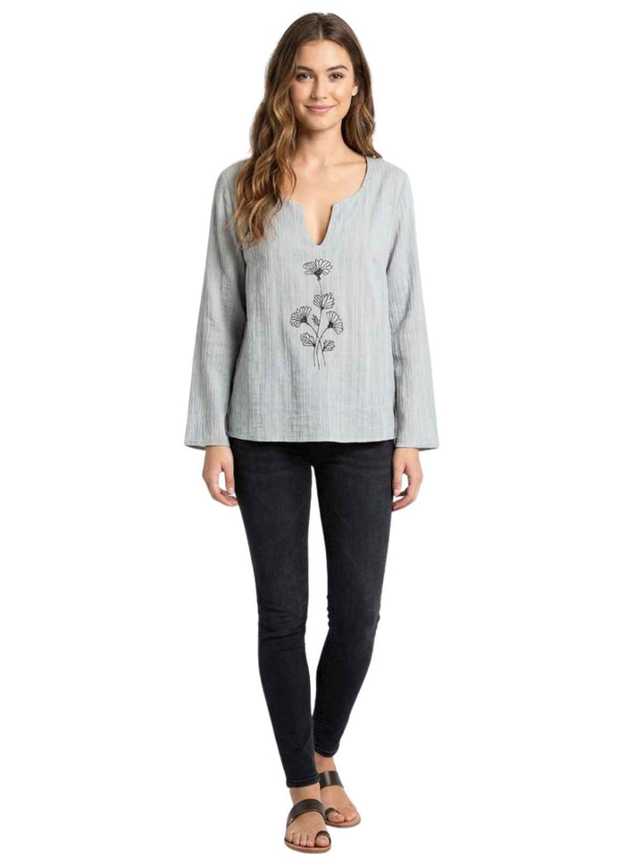 Gray Flower Blouse