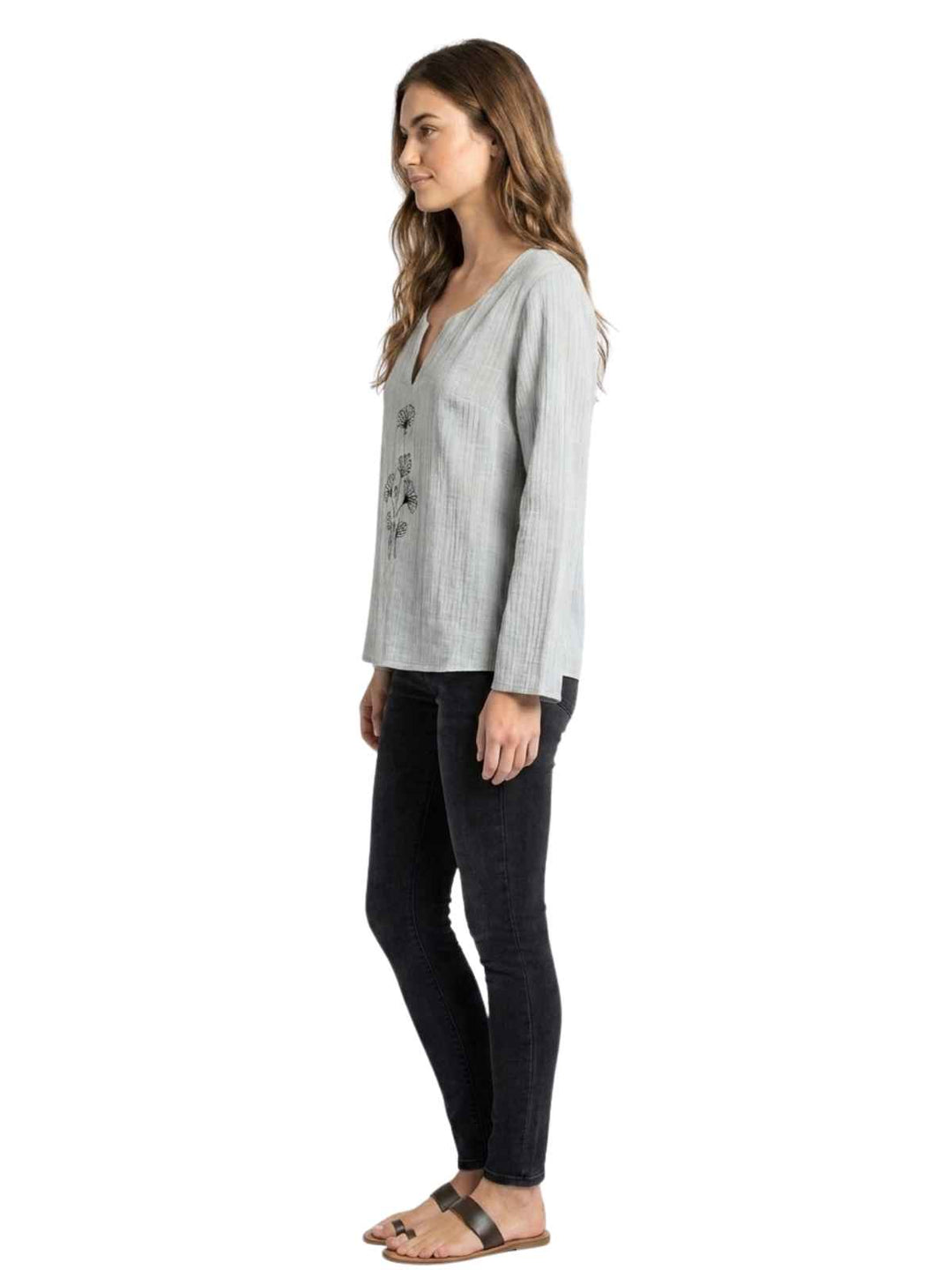 Gray Flower Blouse
