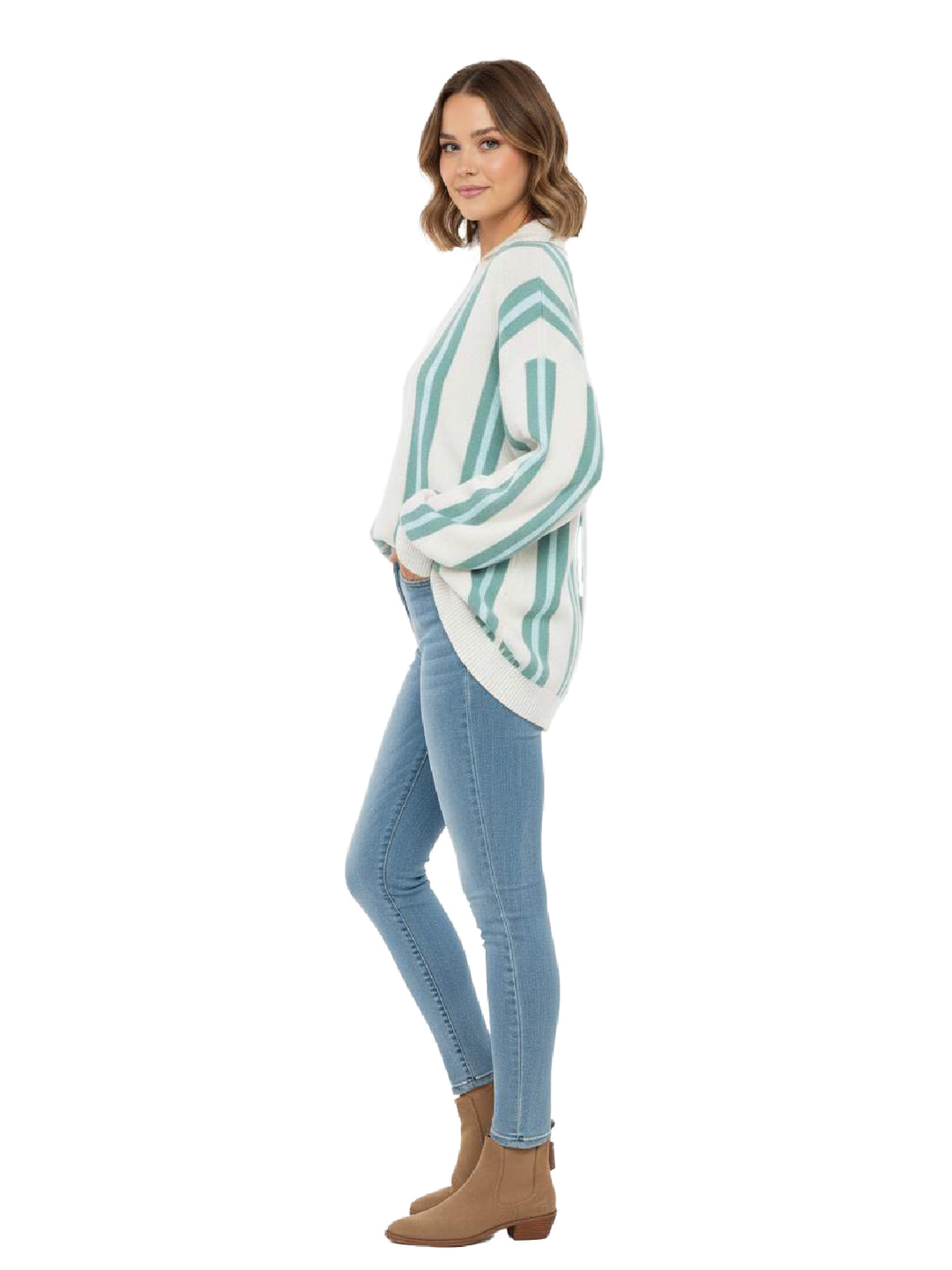 Wild Fable Women's Striped V-Neck Pullover Sweater