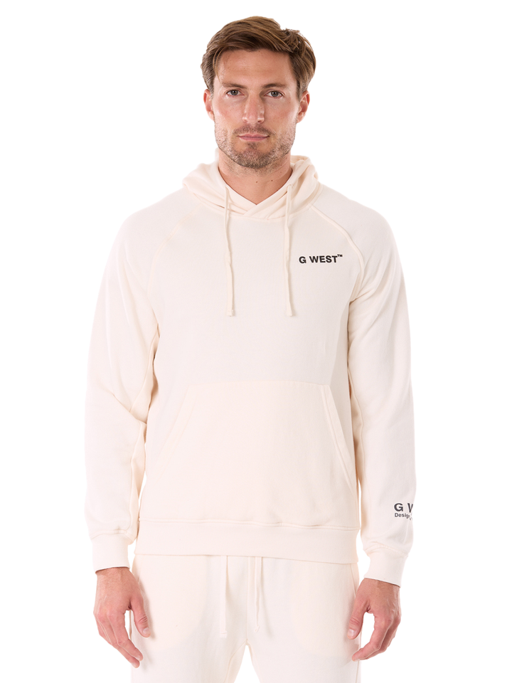 G WEST MENS FLEECE  PULLOVER HOODIE - WHISPER WHITE