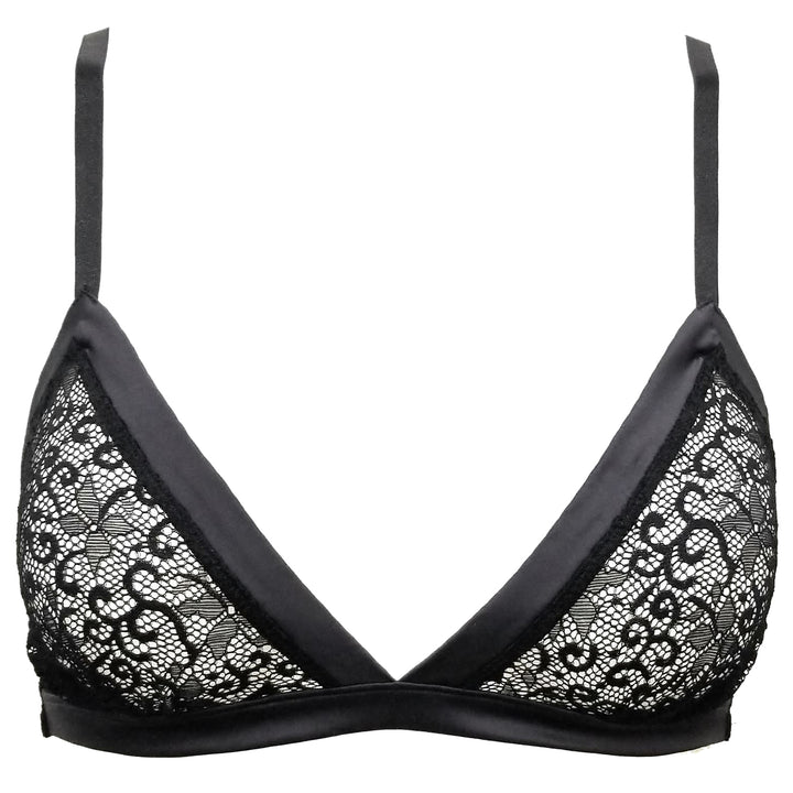 La Perla Sophia Silk Trim Triangle Black Bralette Womens Style : 906010 - 0002