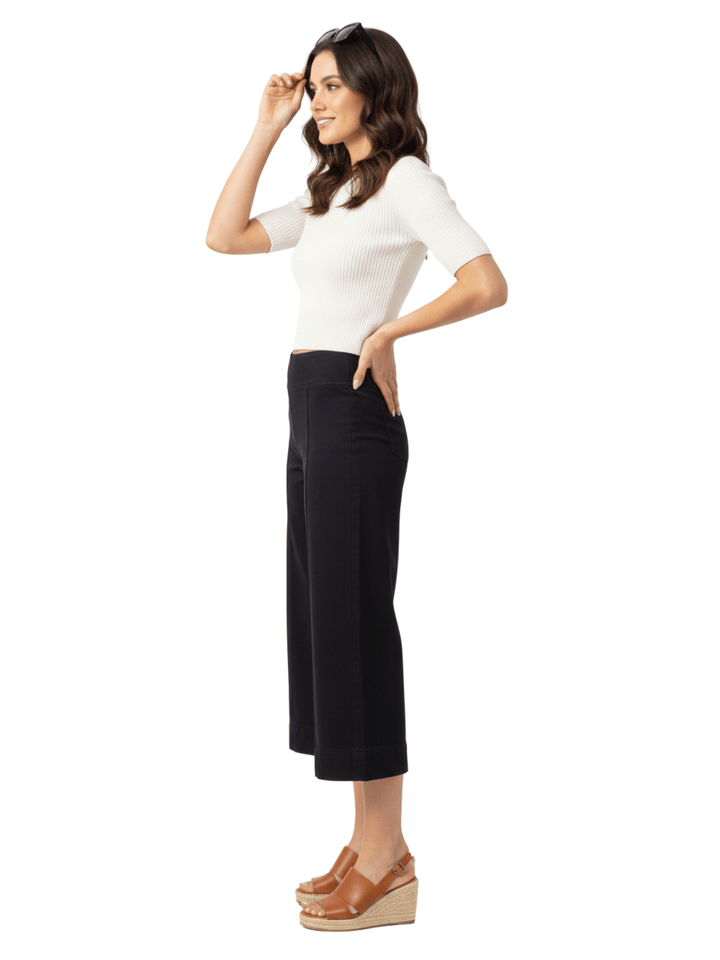 NYDJ Women's Black Cropped Wide Leg Pants