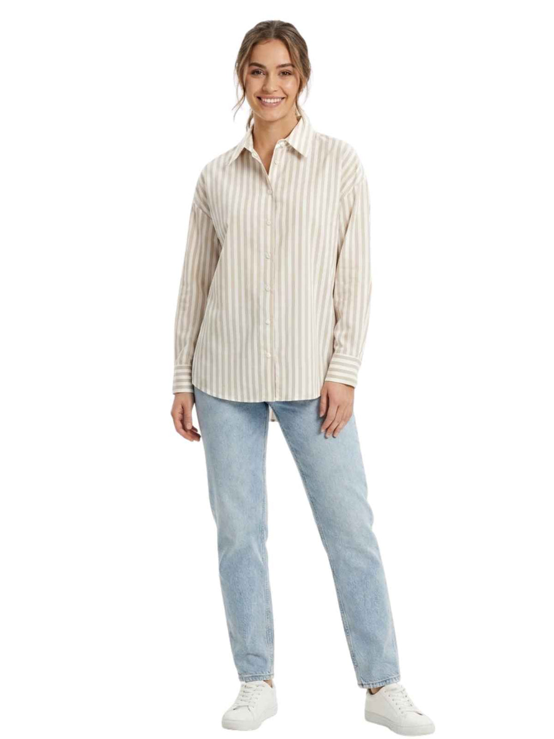 Striped Button-Down Blouse