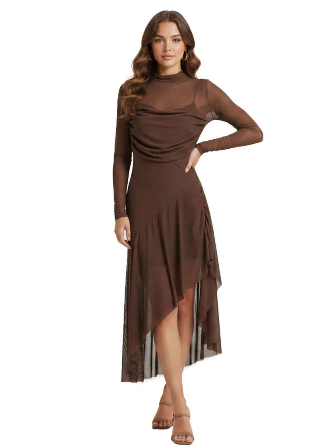 Brown Long Sleeve Dress