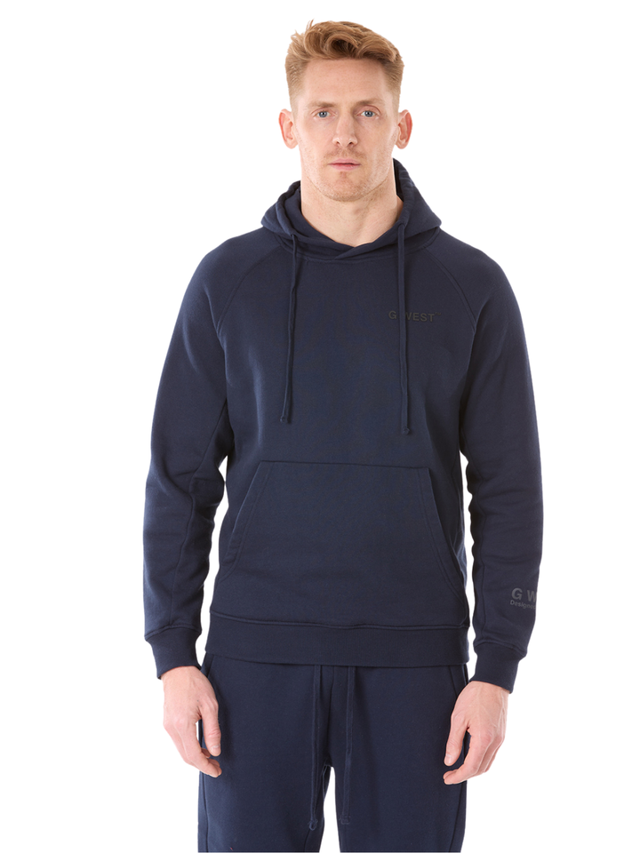 G WEST MENS FLEECE  PULLOVER HOODIE - NAVY BLAZER