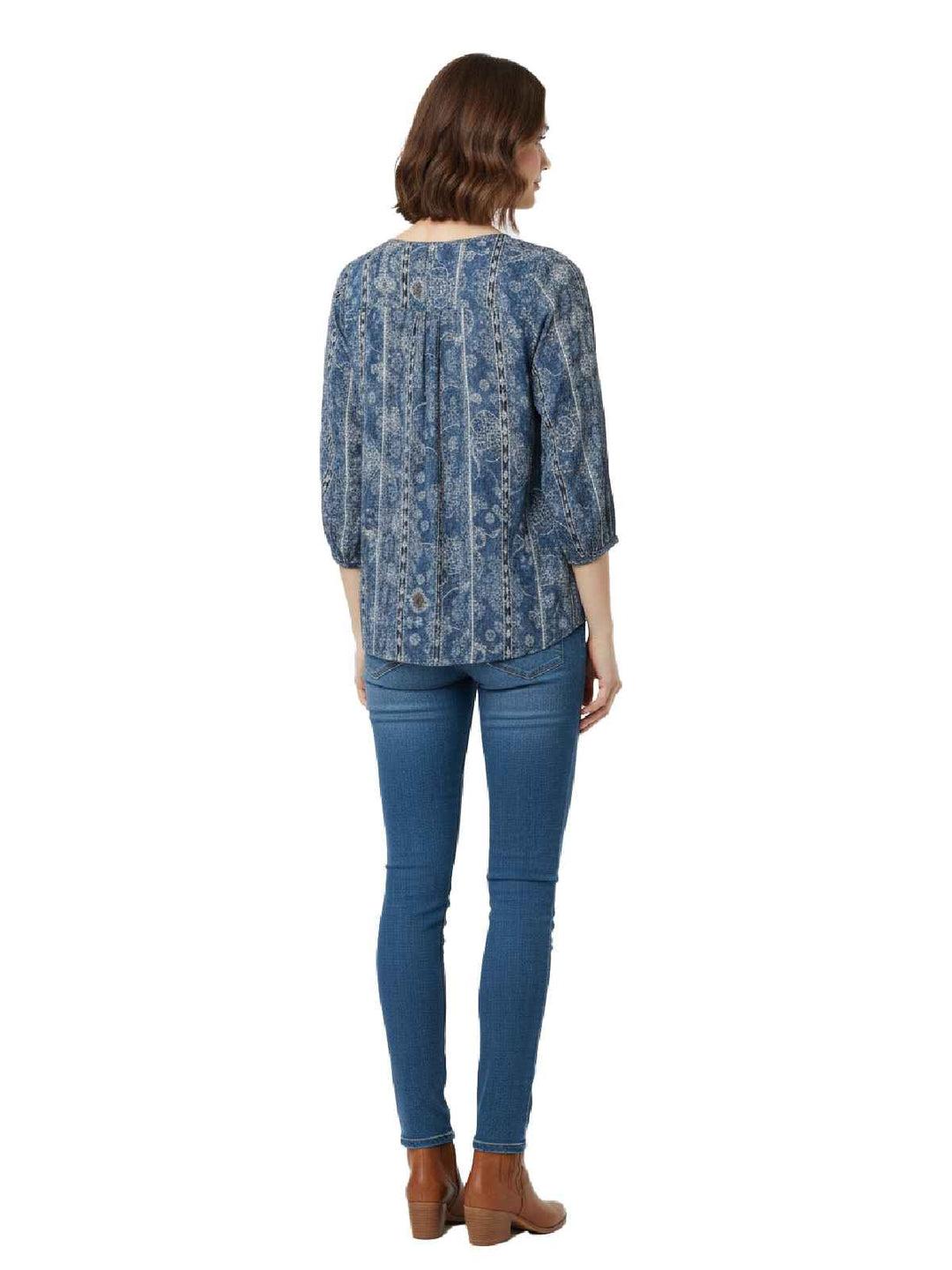 Lucky Brand Women's Cotton Blend Printed Blouse