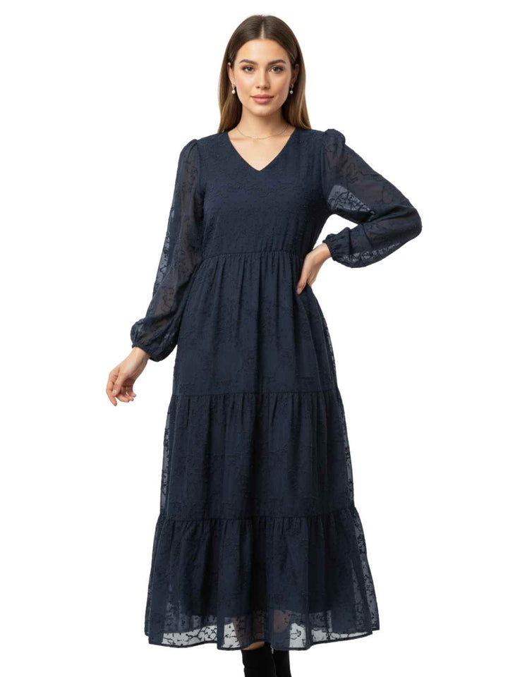 Free People Blue Floral Tiered Midi Dress