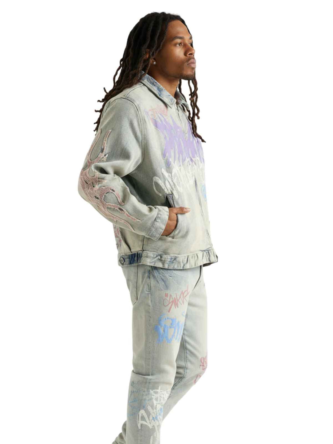 Smoke Rise Dystopia Fashion Denim Jacket Mens Style : Jj25146