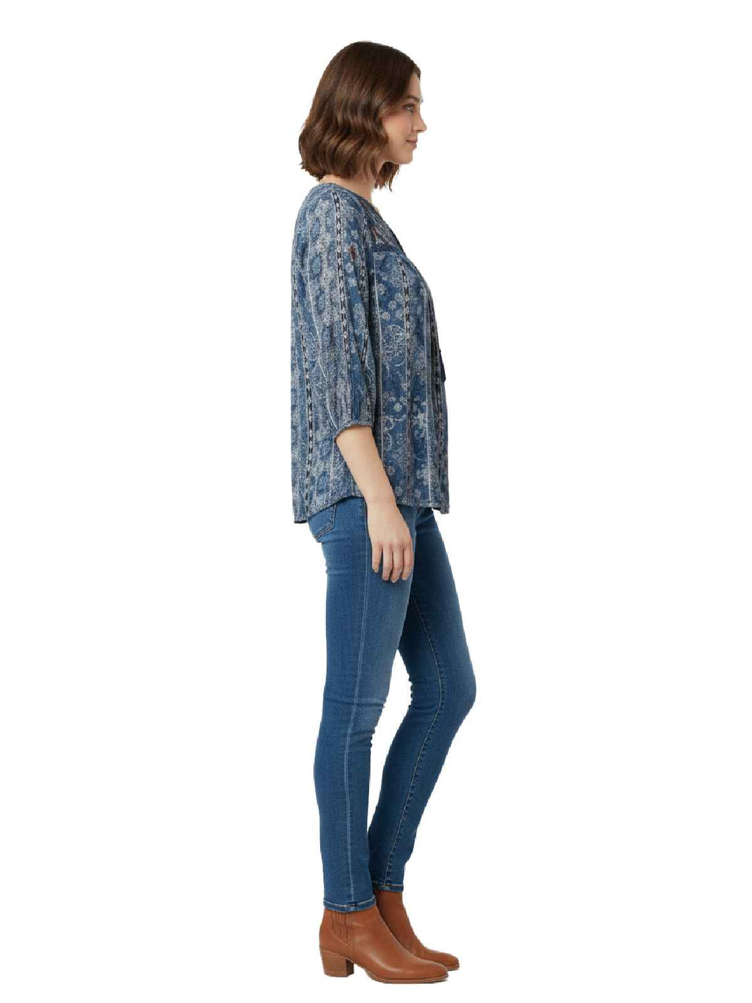 Lucky Brand Women's Cotton Blend Printed Blouse