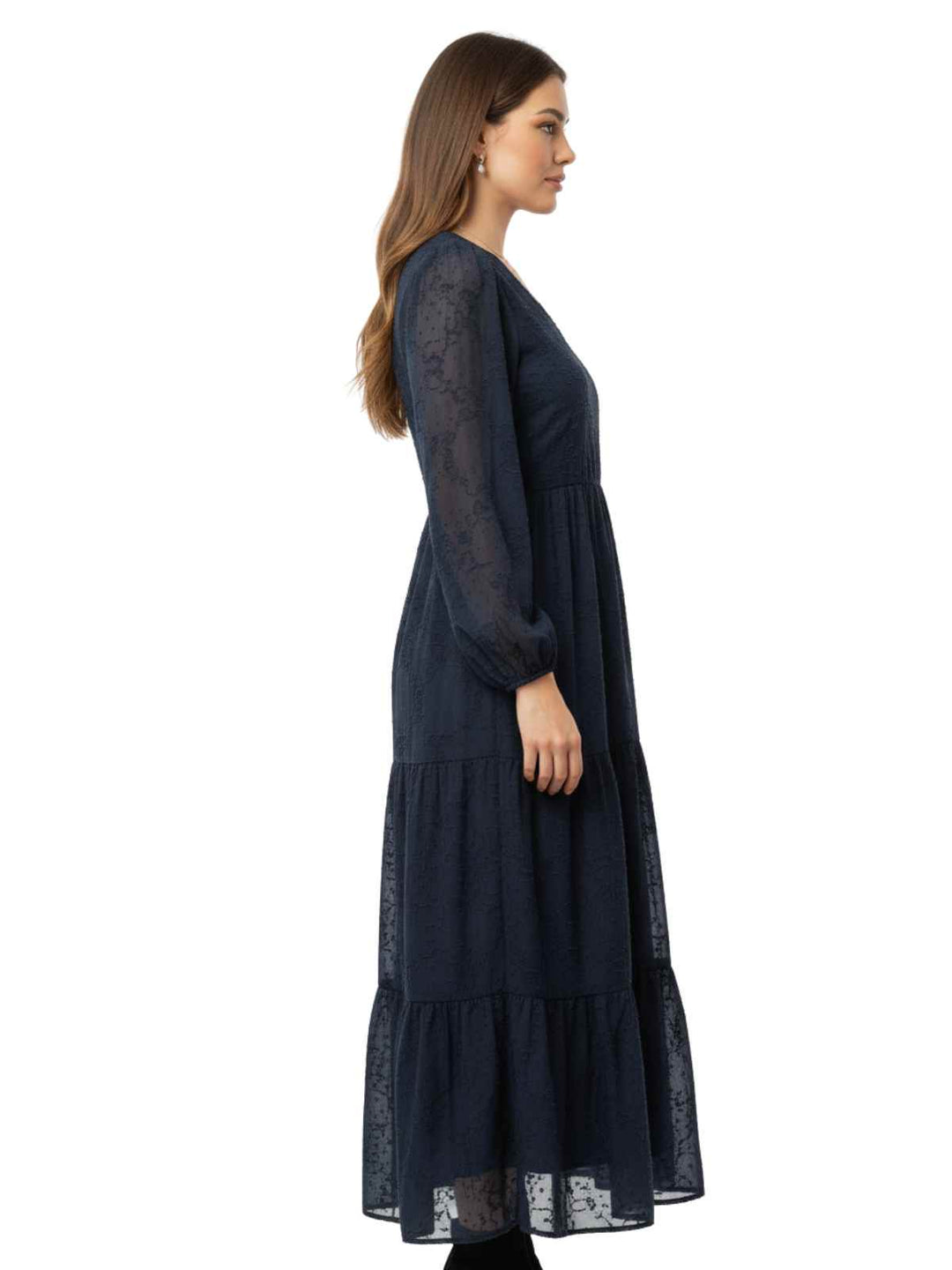 Free People Blue Floral Tiered Midi Dress