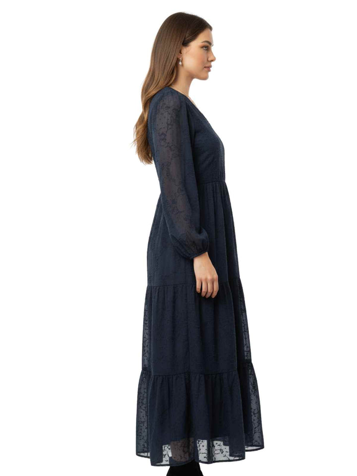 Free People Blue Floral Tiered Midi Dress