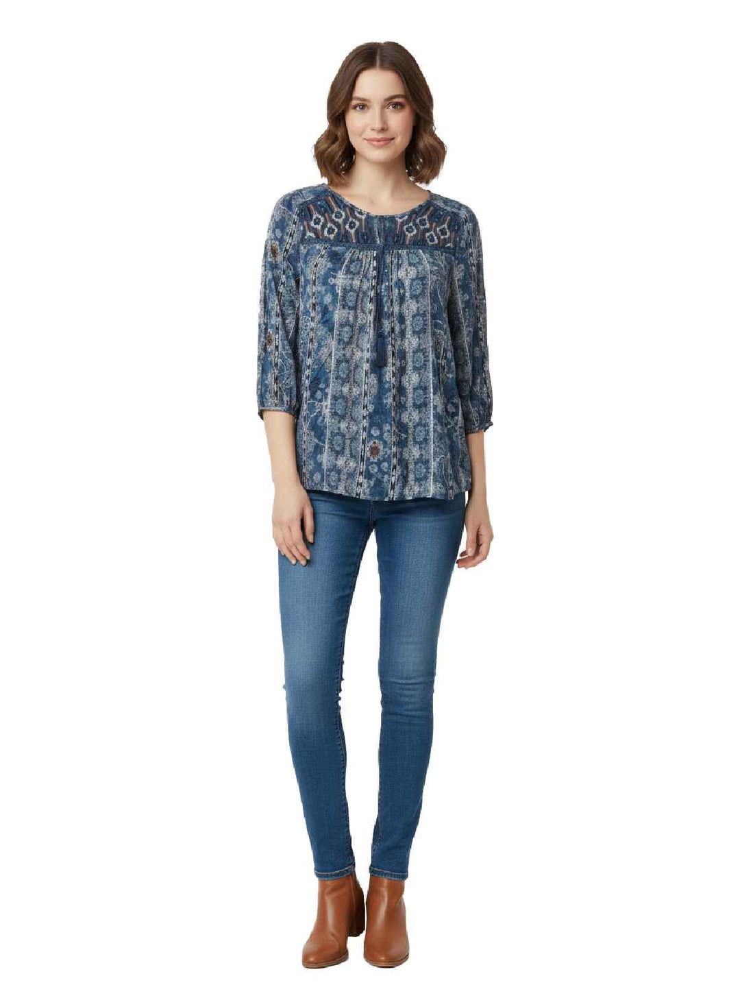 Lucky Brand Women's Cotton Blend Printed Blouse