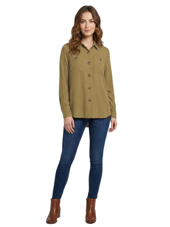 A.n.a Women's Button Down Long Sleeve Shirt