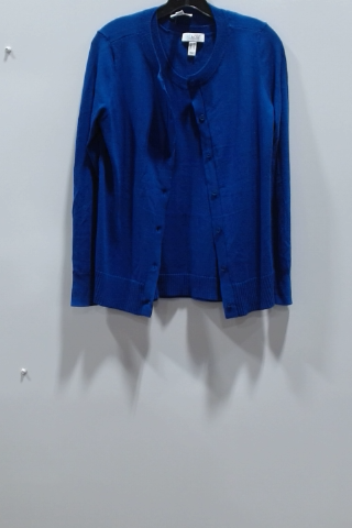 Talbots Blue Cotton Blend Button Front Cardigan Sweater