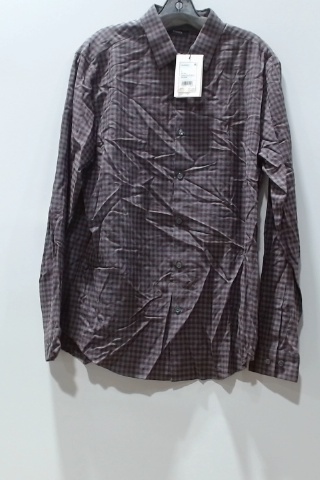 Men's Gray and Black Checkered Cotton Shirt