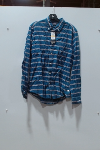 Tommy Hilfiger Blue Striped Long Sleeve Button Down Shirt