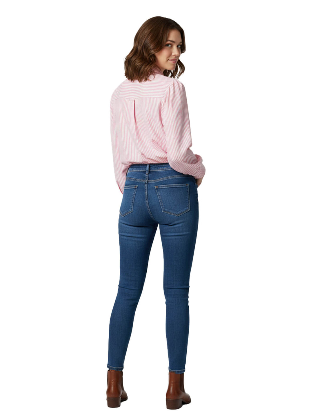 Pink and White Striped Blouse