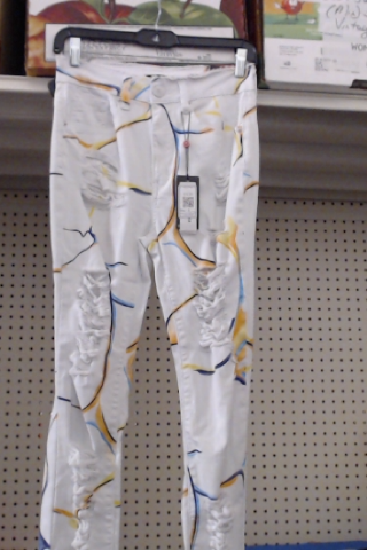 GUESS Women's White Denim Distressed Jeans
