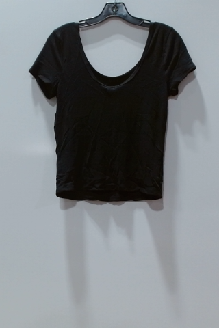 Black Scoop Neck Short Sleeve Top