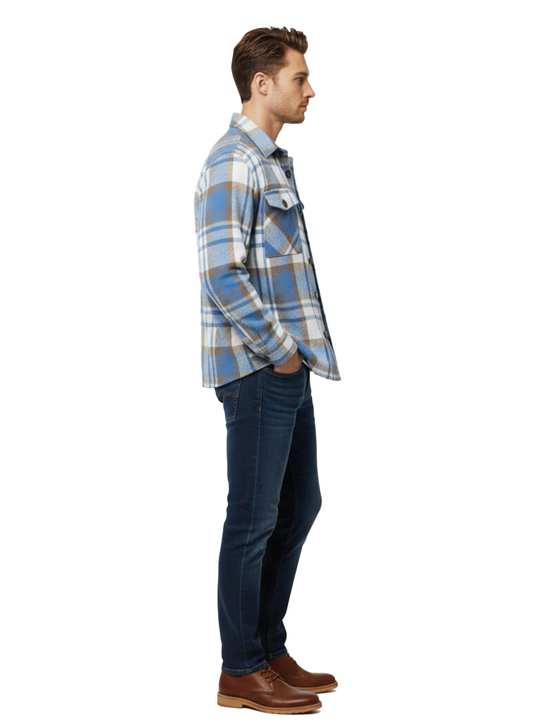 Blue Plaid Button-Down Shirt