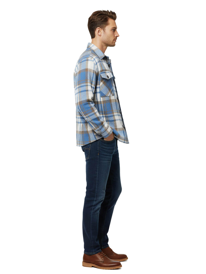 Blue Plaid Button-Down Shirt