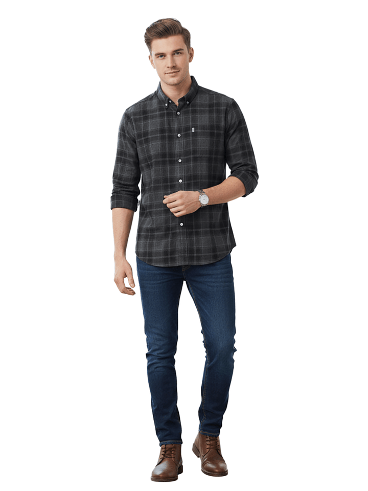Barbour Men's Long Sleeve Plaid Shirt Gray