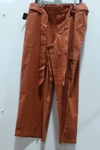 Universal Thread High Rise Wide Leg Corduroy Pants Rust Cotton Belted Women's Size Uncategorized
