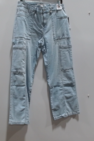 maurices Women's Light Blue High Rise Cargo Wide Leg Jeans