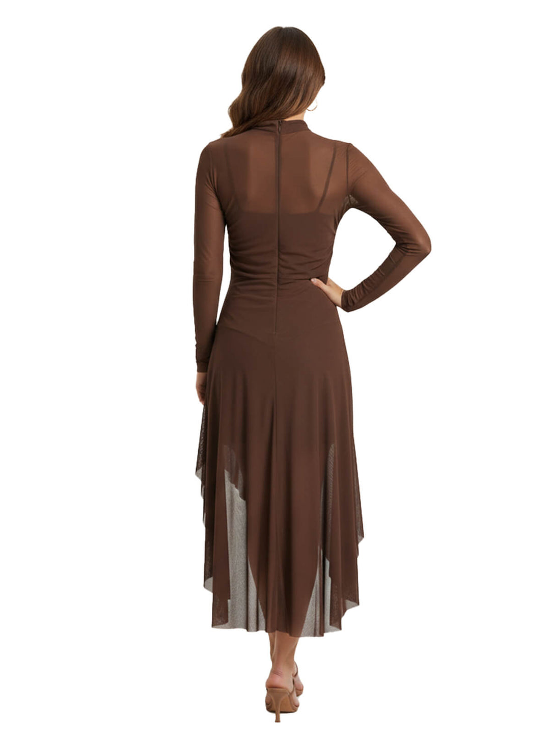 Brown Long Sleeve Dress