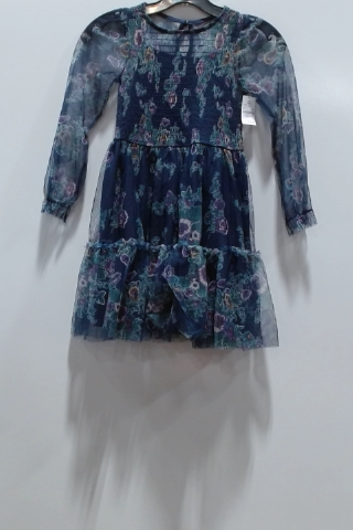 Cat & Jack Girls' Floral Print Tiered Long Sleeve Dress