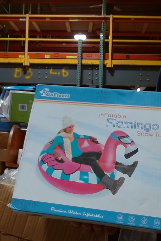 GoFloats Inflatable Flamingo Snow Tube