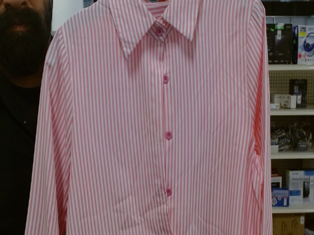 Pink and White Striped Blouse