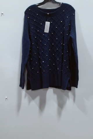 Talbots Navy Diamond Studded Sweater