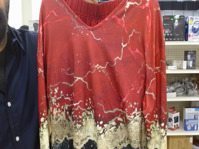 Red Marble Pattern Pajama Set