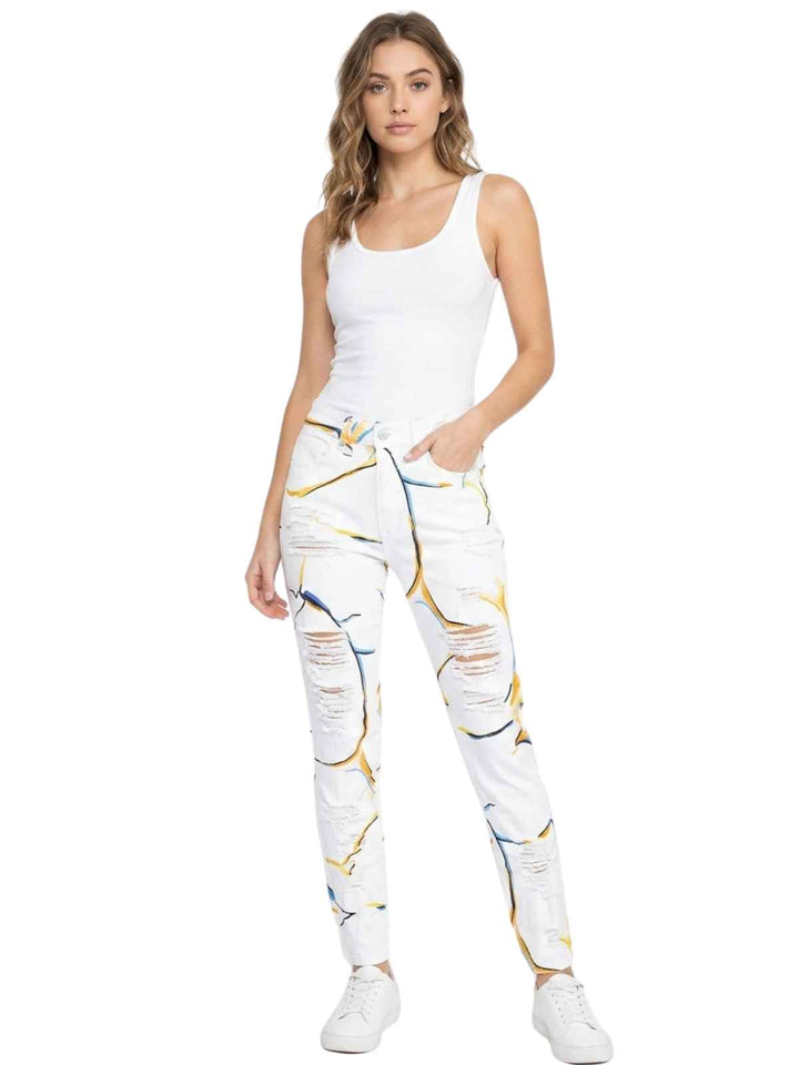 EA7 White Distressed Denim Jeans