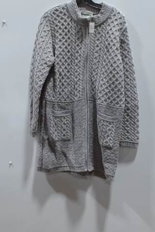 Aran Crafts Gray Wool Cardigan Sweater