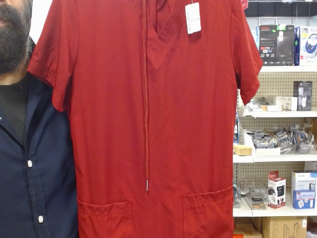 Red V-neck Tunic Top