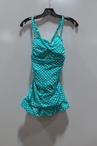 Unique Vintage Teal Polka Dot Swimsuit