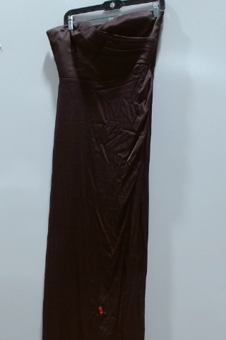 Elegant Strapless Brown Satin Gown