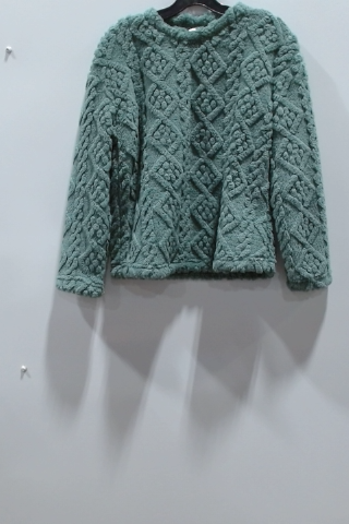 Green Geometric Pattern Plush Jacket