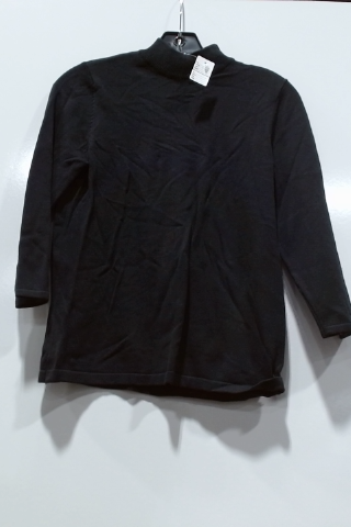 Black Long Sleeve Mock Neck Cotton Top