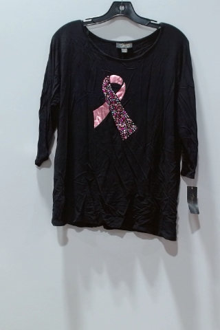 Concepts Black Ribbon Embellished 3/4 Sleeve Blouse