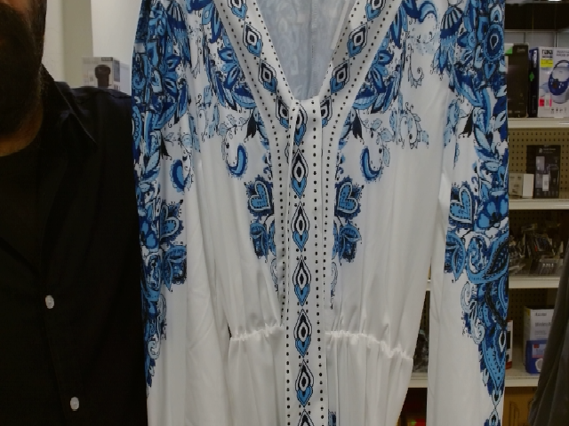 White and Blue Patterned Dress