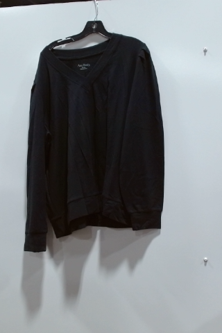 Ava & Viv Women's Black Long Sleeve V-Neck Pullover Sweatshirt