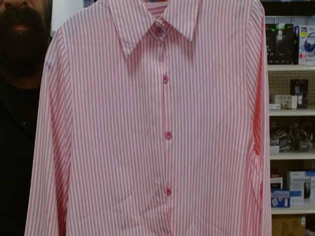 Pink Striped Button-Down Blouse