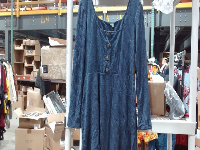 Wild Fable Velvet Long Sleeve Dress Blue Size S